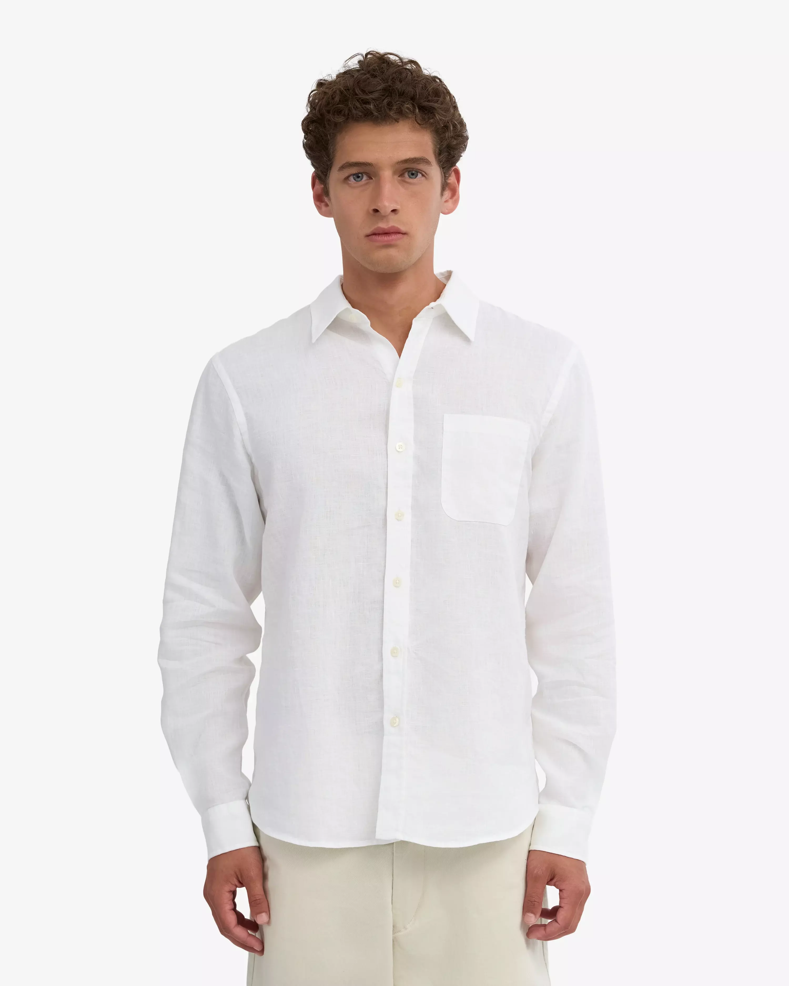 Colorful Standard Optical White Leinenhemd Herren weiss